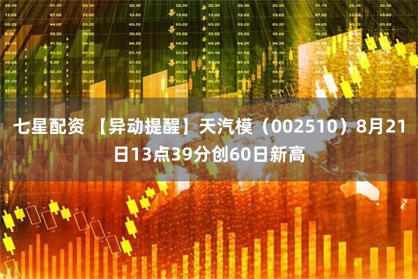 七星配资 【异动提醒】天汽模（002510）8月21日13点39分创60日新高